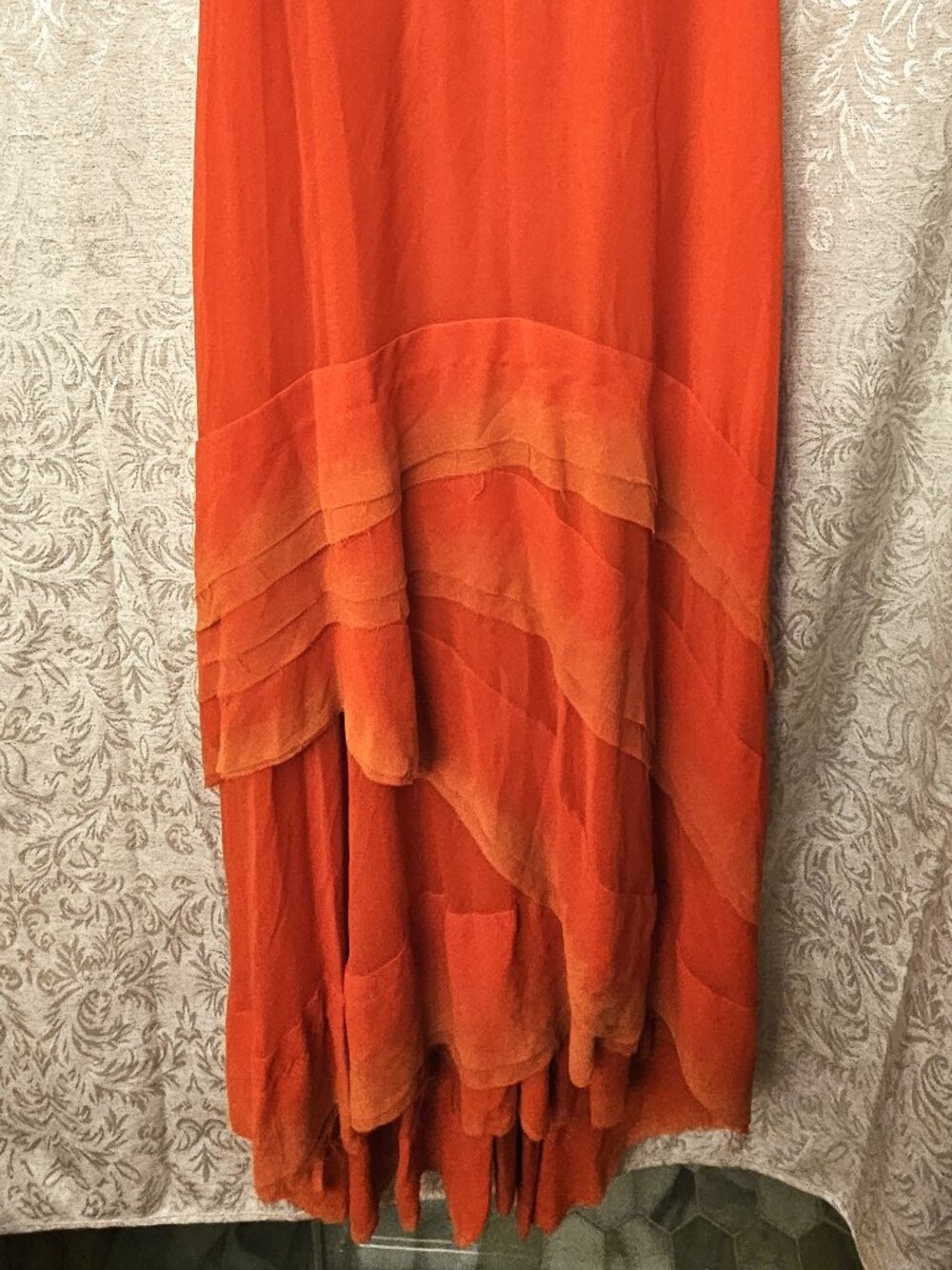 Free People Limited Edition 45 of 50 designer Ryanne ombre paprika chiffon gown - Picture 7 of 11